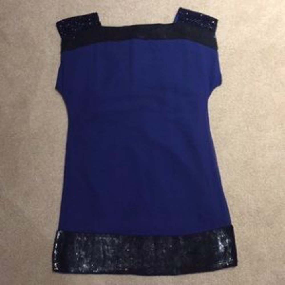 FRENCH CONNECTION - BLACK SEQUIN AND BLUE DRESS Sz